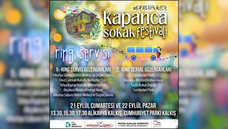 İzmit Belediyesinden Kapanca Sokak Festivali ücretsiz ring servisi hizmeti