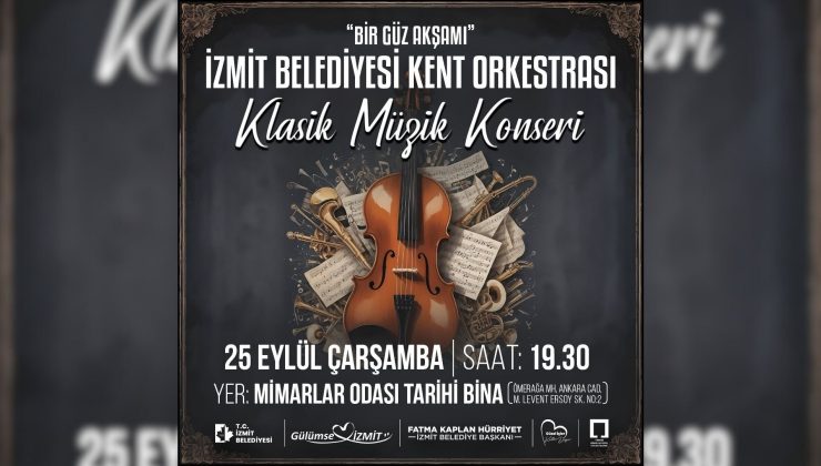 İzmit Belediyesinden Eylül akşamlarına klasik müzik dinletisi