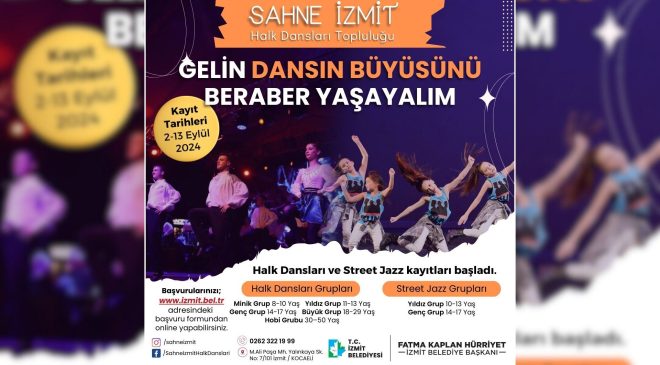 Sahne İzmit Halk Dansları Topluluğu için ücretsiz kayıtlar başladı