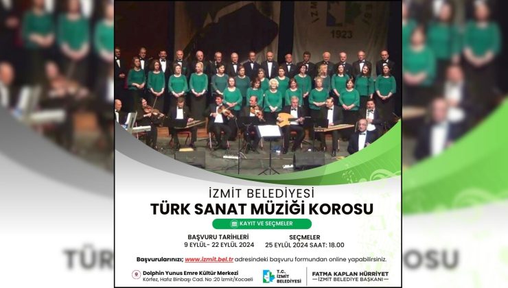 İzmit Belediyesinin Türk Sanat Müziği korosu için aday başvuruları başlıyor