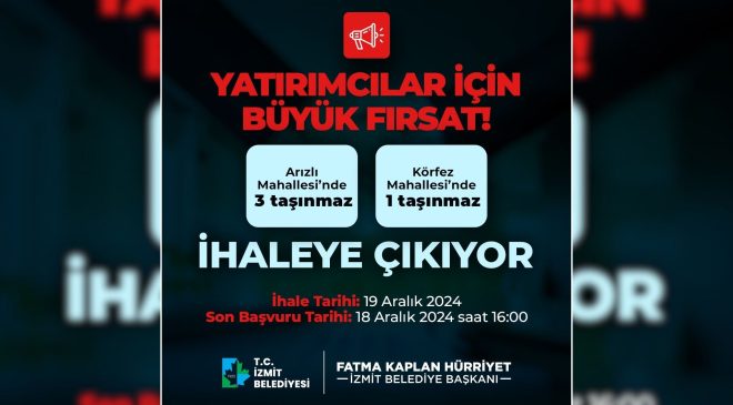 İzmit Belediyesi’nden Yatırımcılar İçin Büyük Fırsat: 4 Taşınmaz İhaleye Çıkıyor