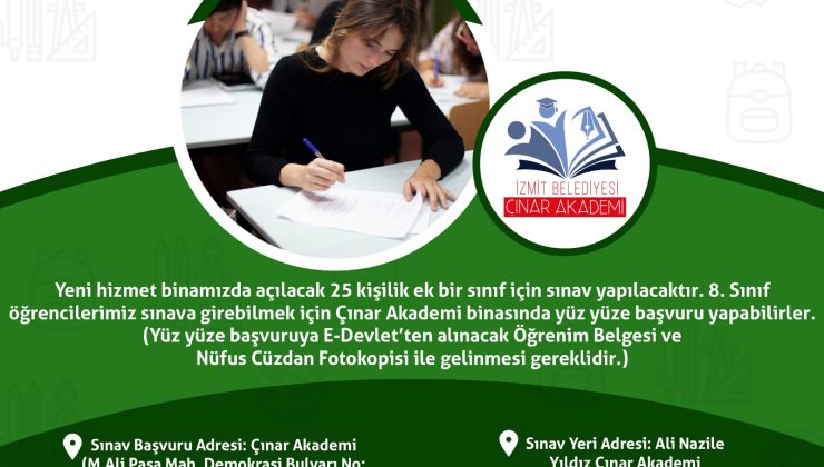 Ali & Nazile Yıldız Çınar Akademi’de LGS’ye girecek olan 8. Sınıf Öğrencileri için sınav